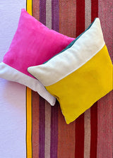 MIMOSA AND HUNTER GREEN OVERSTUFFED SUEDE THROW PILLOW