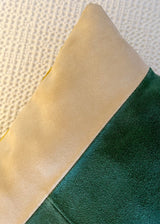 MIMOSA AND HUNTER GREEN OVERSTUFFED SUEDE THROW PILLOW