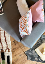 PRETTY IN PINK ORGANIC PRINTED COTTON THROW PILLOW