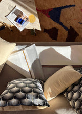 FLY HIGH JUTE AND ORGANIC PRINTED COTTON THROW PILLOWS SET OF 2