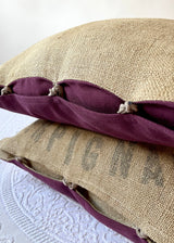 PERPI PURPLE JUTE AND COTTON SET OF 2 THROW PILLOWS