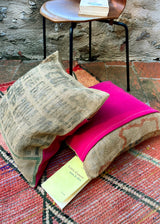 GOAT AND GUATEMALAN CASHMERE / WOOL AND VINTAGE JUTE THROW PILLOWS SET OF 2