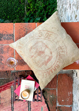 AN ELEPHANT IN THE ROOM BOILED WOOL AND VINTAGE JUTE THROW PILLOW