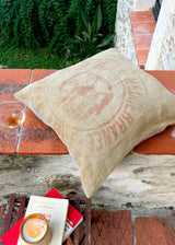 AN ELEPHANT IN THE ROOM BOILED WOOL AND VINTAGE JUTE THROW PILLOW