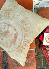 AN ELEPHANT IN THE ROOM BOILED WOOL AND VINTAGE JUTE THROW PILLOW