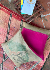 BUENA VISTA CASHMERE / WOOL AND VINTAGE JUTE THROW PILLOWS SET OF 2