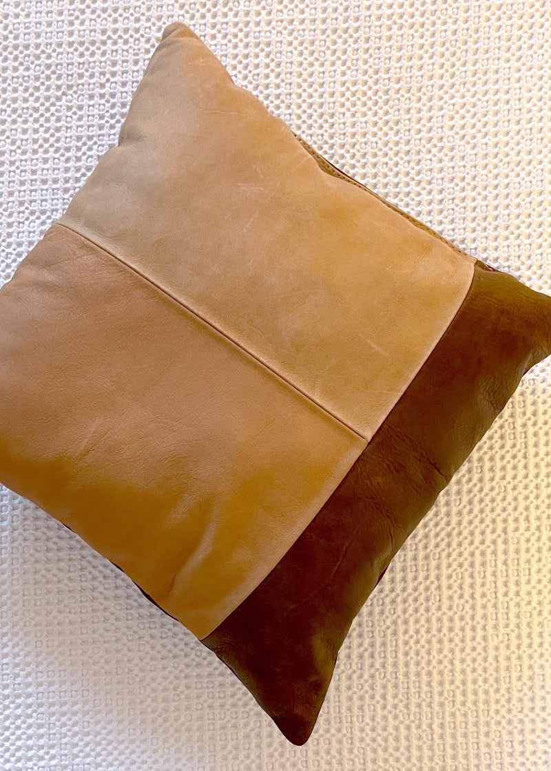PAGODE OVERSTUFFED LEATHER THROW PILLOW