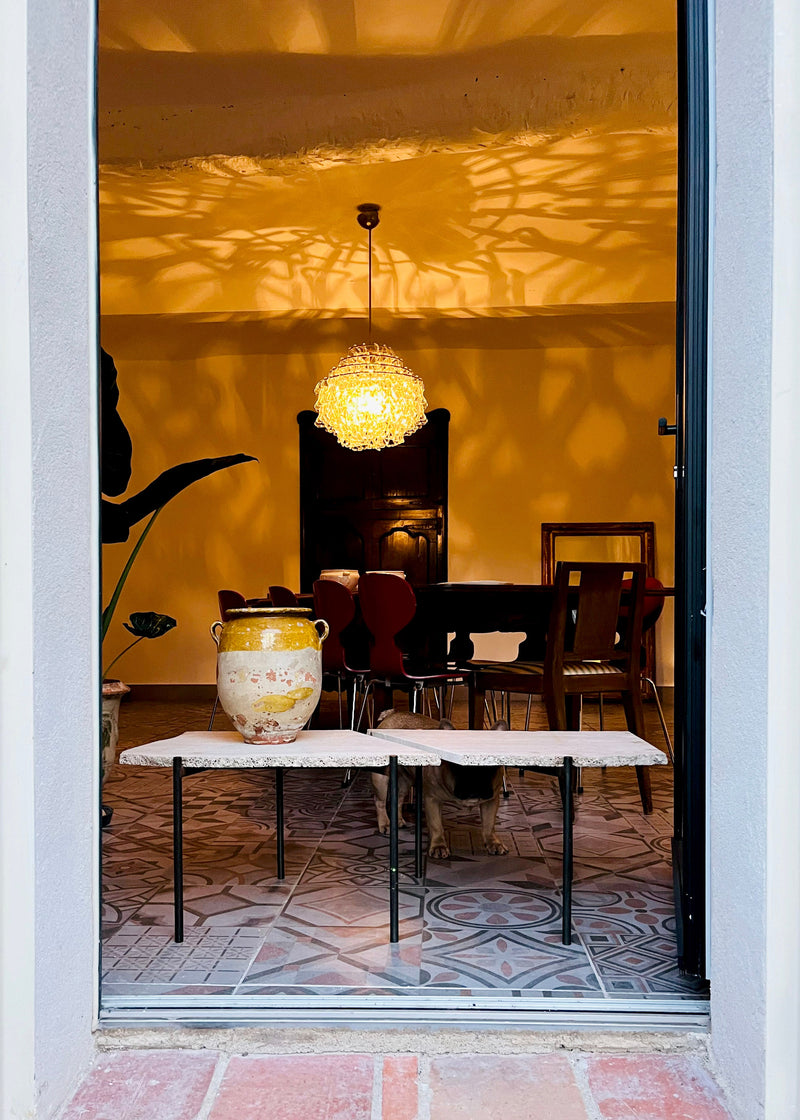 SLAB COCKTAIL TABLE TRAVERTINE Group of two