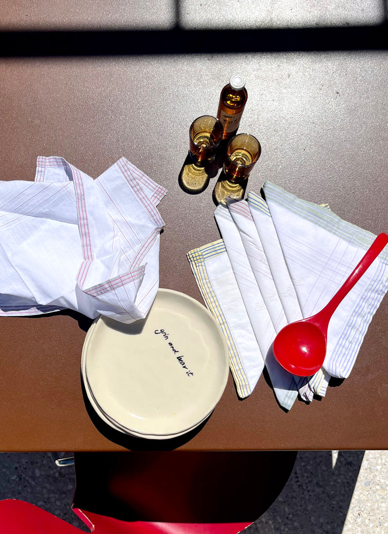 STRIPED LINEN NAPKINS SET OF 6