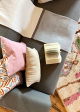 Summer Siesta 100% cotton throw blanket, trimmed in blue and pink