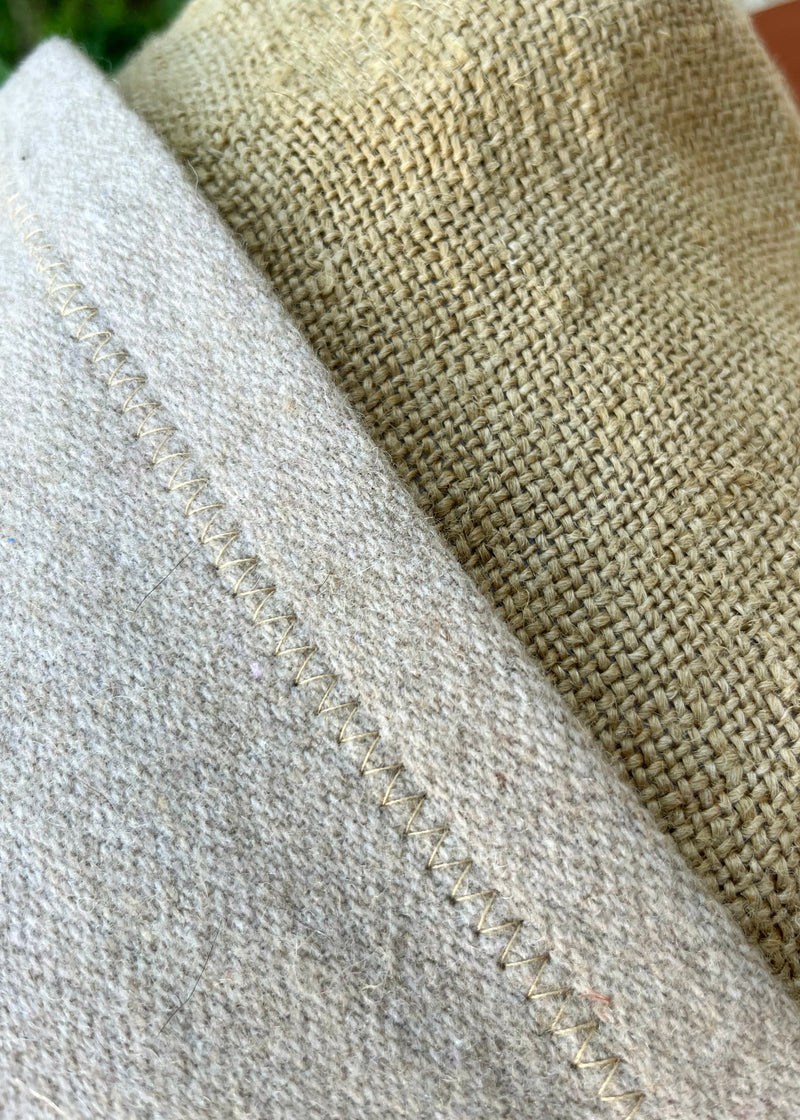 AN ELEPHANT IN THE ROOM BOILED WOOL AND VINTAGE JUTE THROW PILLOW