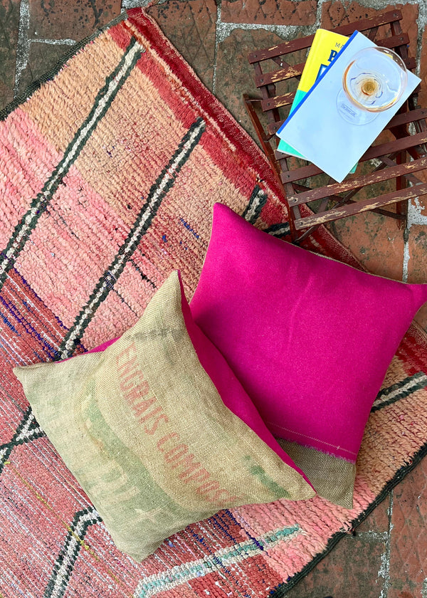 BUENA VISTA CASHMERE / WOOL AND VINTAGE JUTE THROW PILLOWS SET OF 2