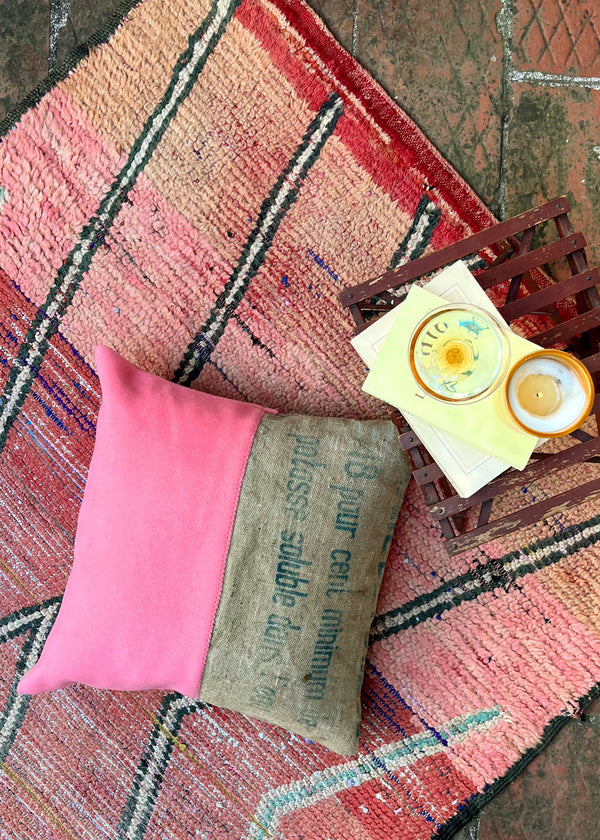 NUMBER EIGHTEEN CASHMERE AND VINTAGE JUTE THROW PILLOW